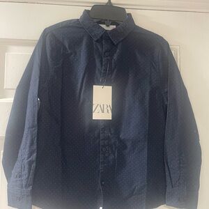 Zara Boy’s Dark Blue Button-Down Shirt - 9y